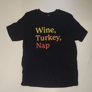 Black Graphic Tee with Colorful Text